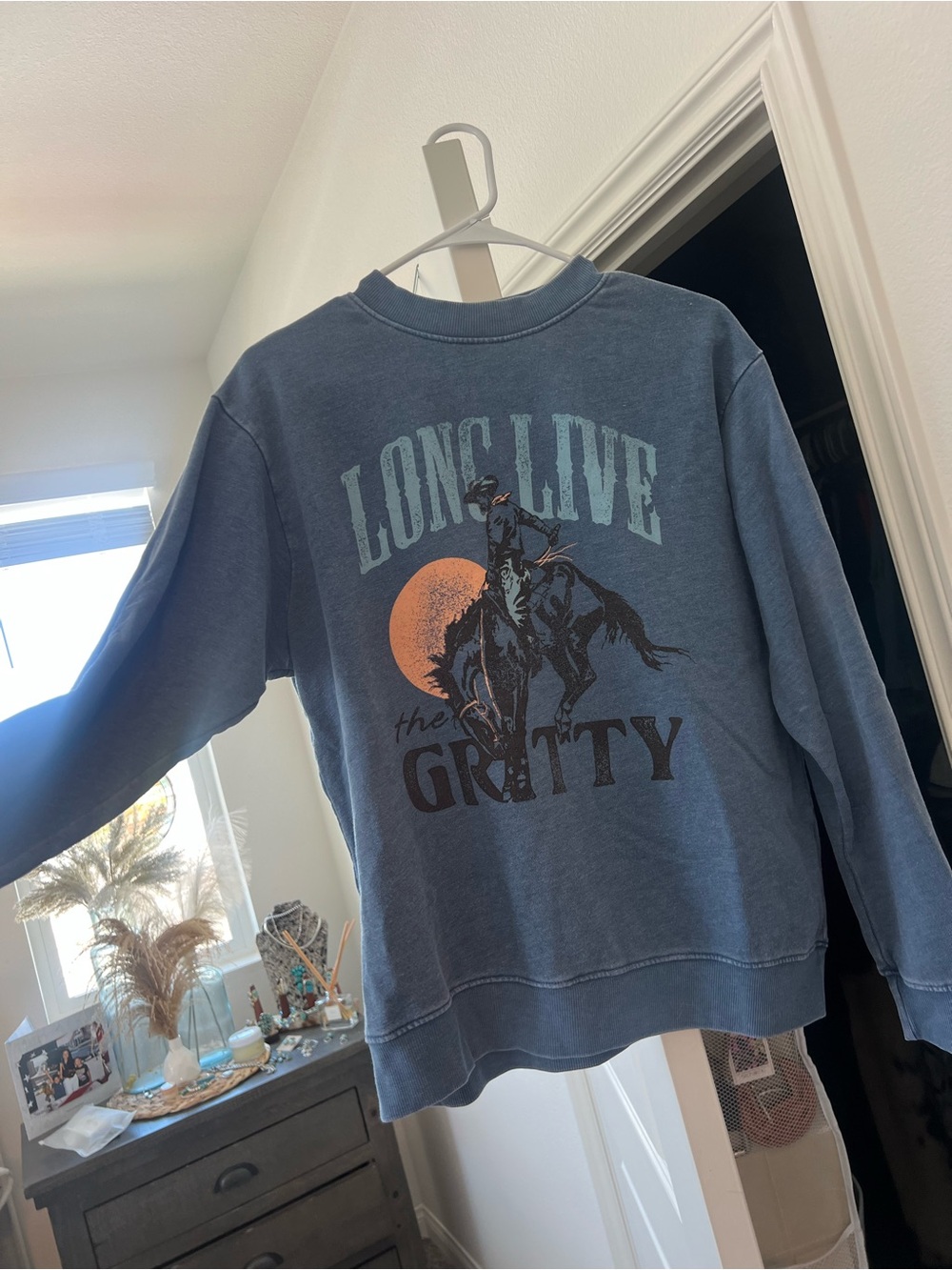 Long Live The Gritty Blue Graphic Crewneck Sweatshirt